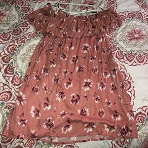 Floral off the shoulder dress.